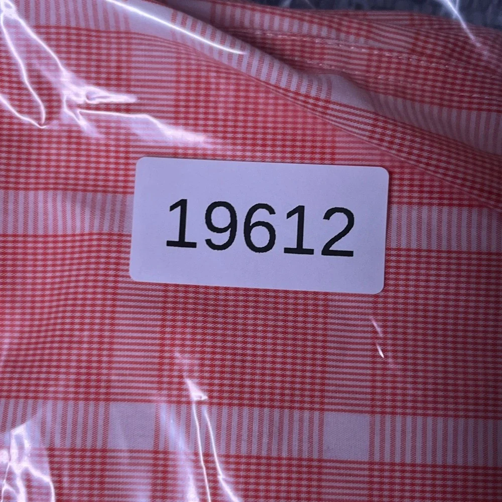 Banana Republic Button Up Shirt Mens M Orange White Slim Plaid Windowpane Dress